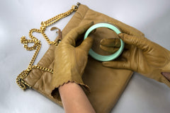 Dijon Tan Gloves and Bag Vintage Accessories Set