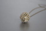 Pearls Egg Pendant Golden Chain Necklace Vintage Jewelry