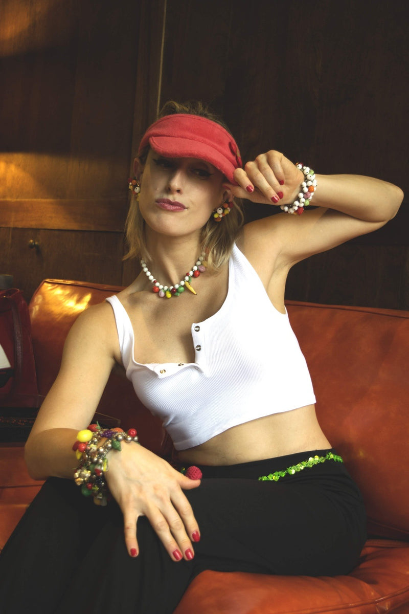 Set of 3 Fruit Salad Bracelet Earrings Necklace Parure Vintage Jewelry