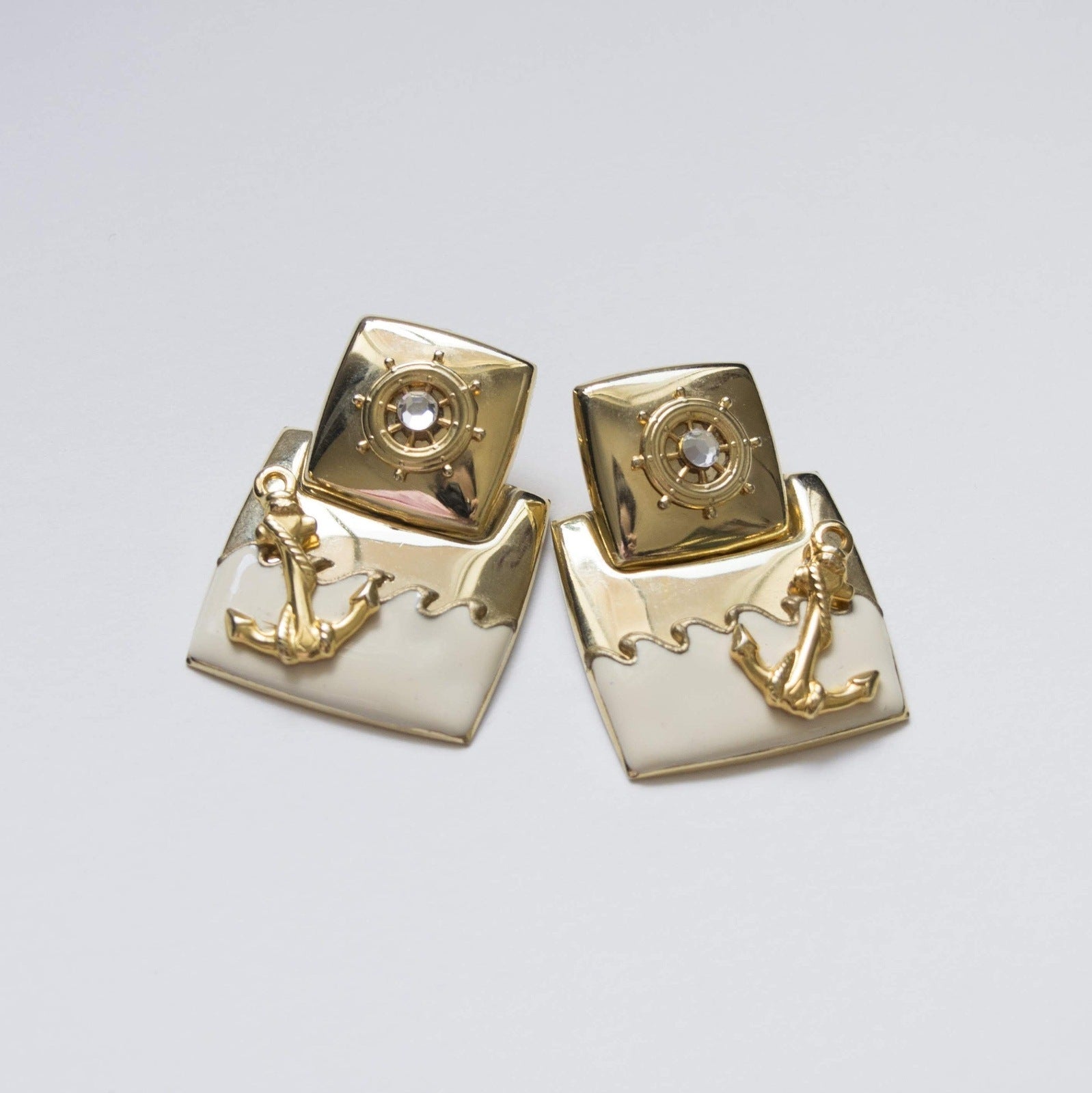 Sea Nautical Anchor Whimsical Earrings Vintage Jewelry