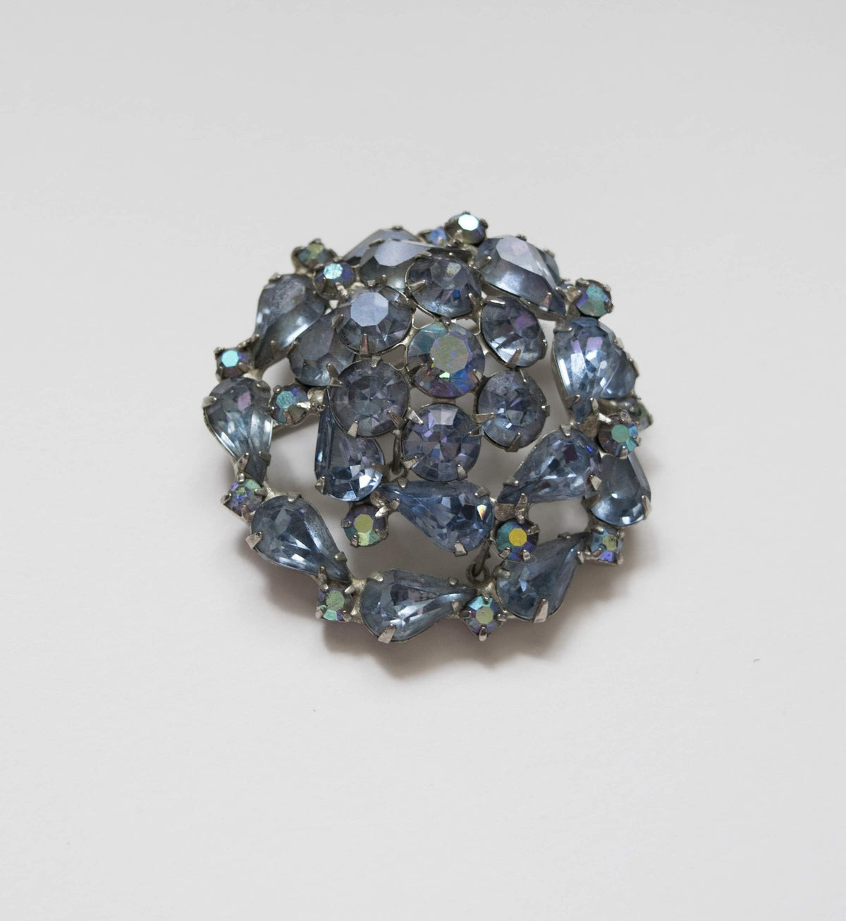 Weiss Blue Crystals Brooch Pin Vintage Jewelry