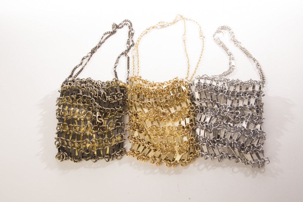 Neide Ambrosio Zipper Metal Chain Mail Bag Handcrafted in Brazil