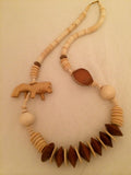 Ethnic Handmade Vintage Jewelry Wooden Beads Whimsical Animal Figural