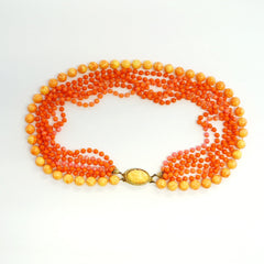 Orange Torsade Necklace Vintage Plastic Jewelry