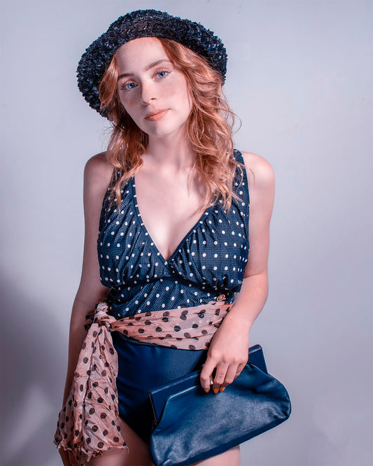 Nude Pink Black Polka Dots Scarf Accessory