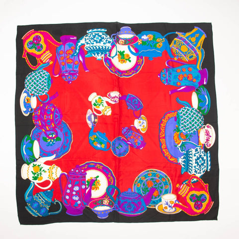 Multicolored Bold Tea Party Scarf Vintage Accessory