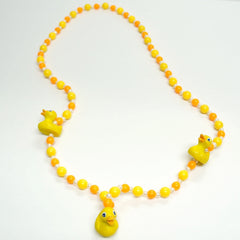 Novelty Yellow Duck Figural Necklace Vintage Plastic Jewelry